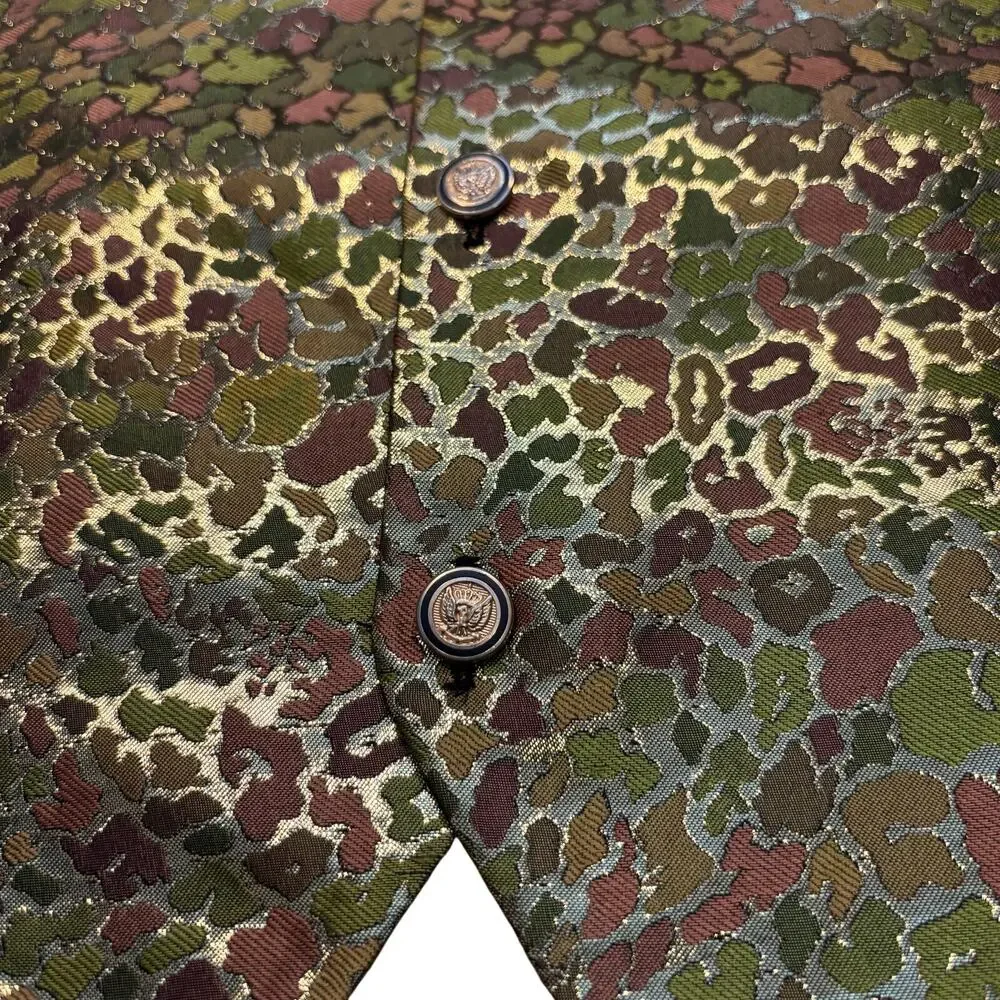 SilverSilk Paisley Camo Metallic Silk Vintage 90s Tailored Suit Vest Mens Large